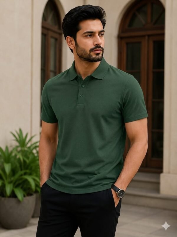 Gents Green safari pollo collar shirts